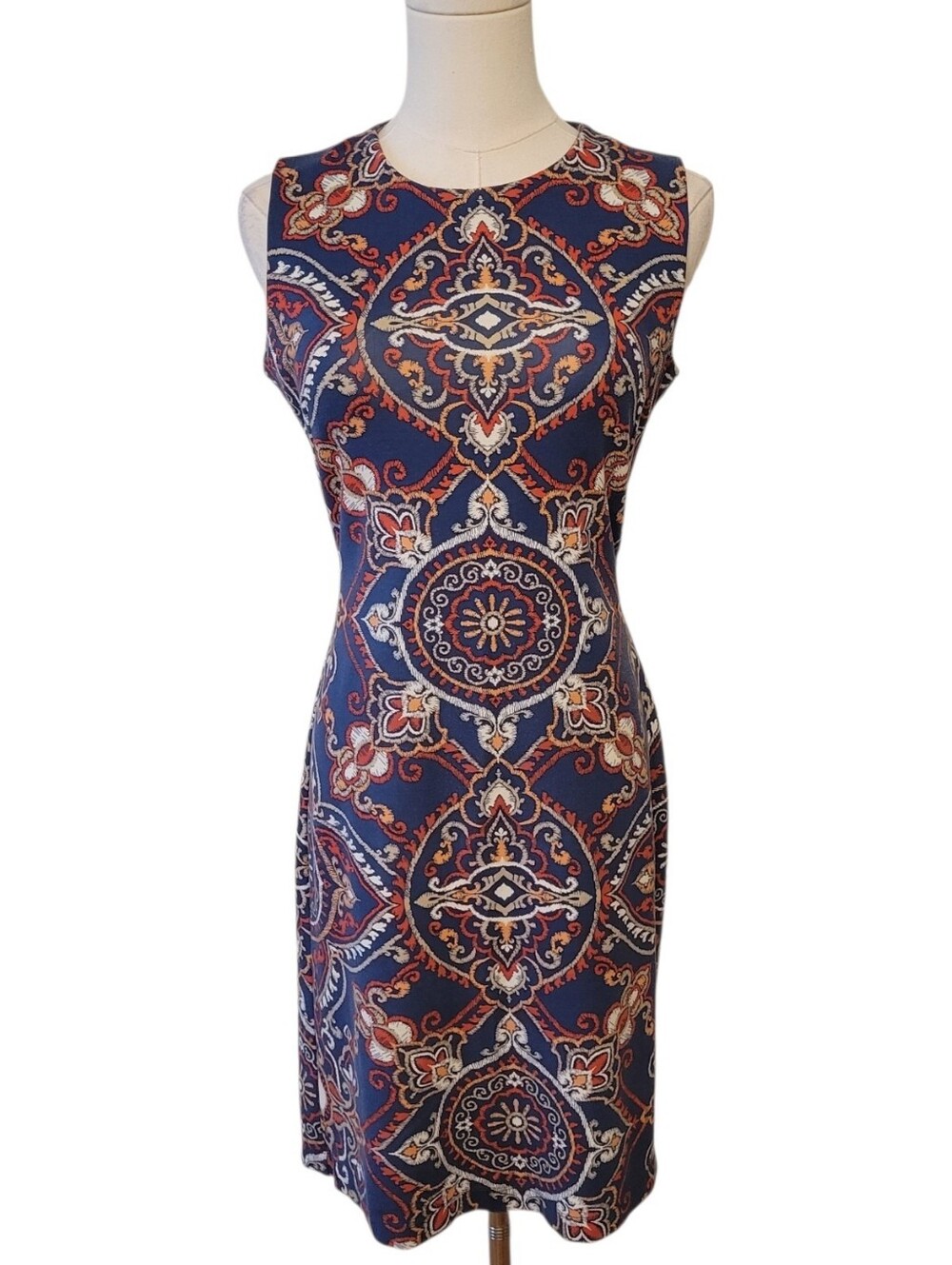 J. McLaughlin Blue‎ & Red Sleeveless Sheath Dress Size XS